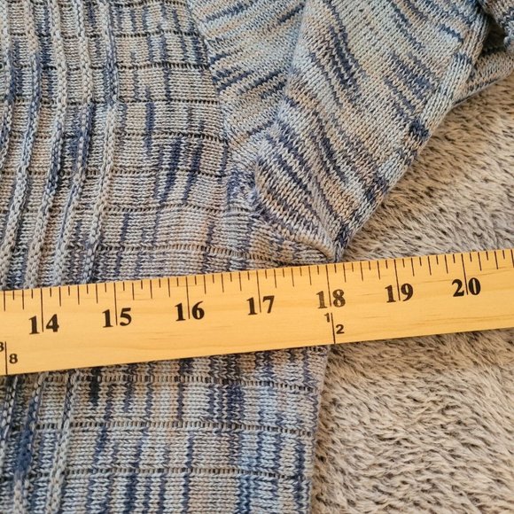 STudio Works Womens Cardigan Petite XL Blue Crochet Knit Long Pleat Back 16042 - Picture 10 of 11